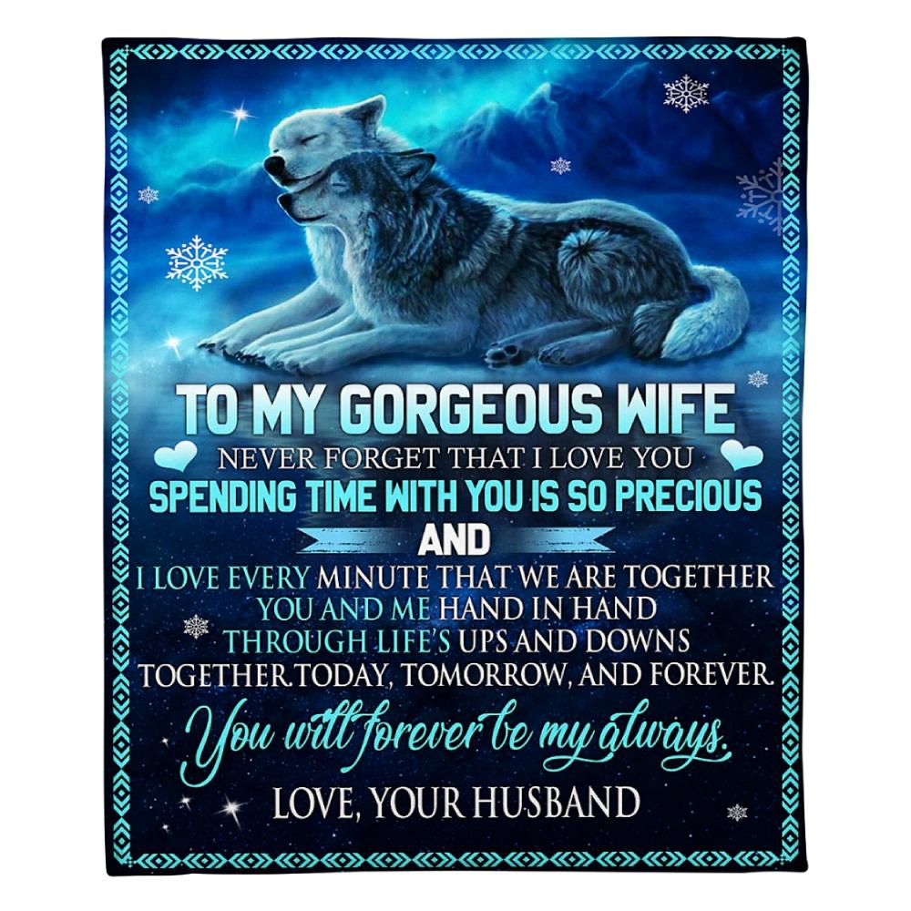 To My Gorgeous Wife Fleece Blanket Family Gift Home Decor Bedding Couch Sofa Soft And Comfy Cozy