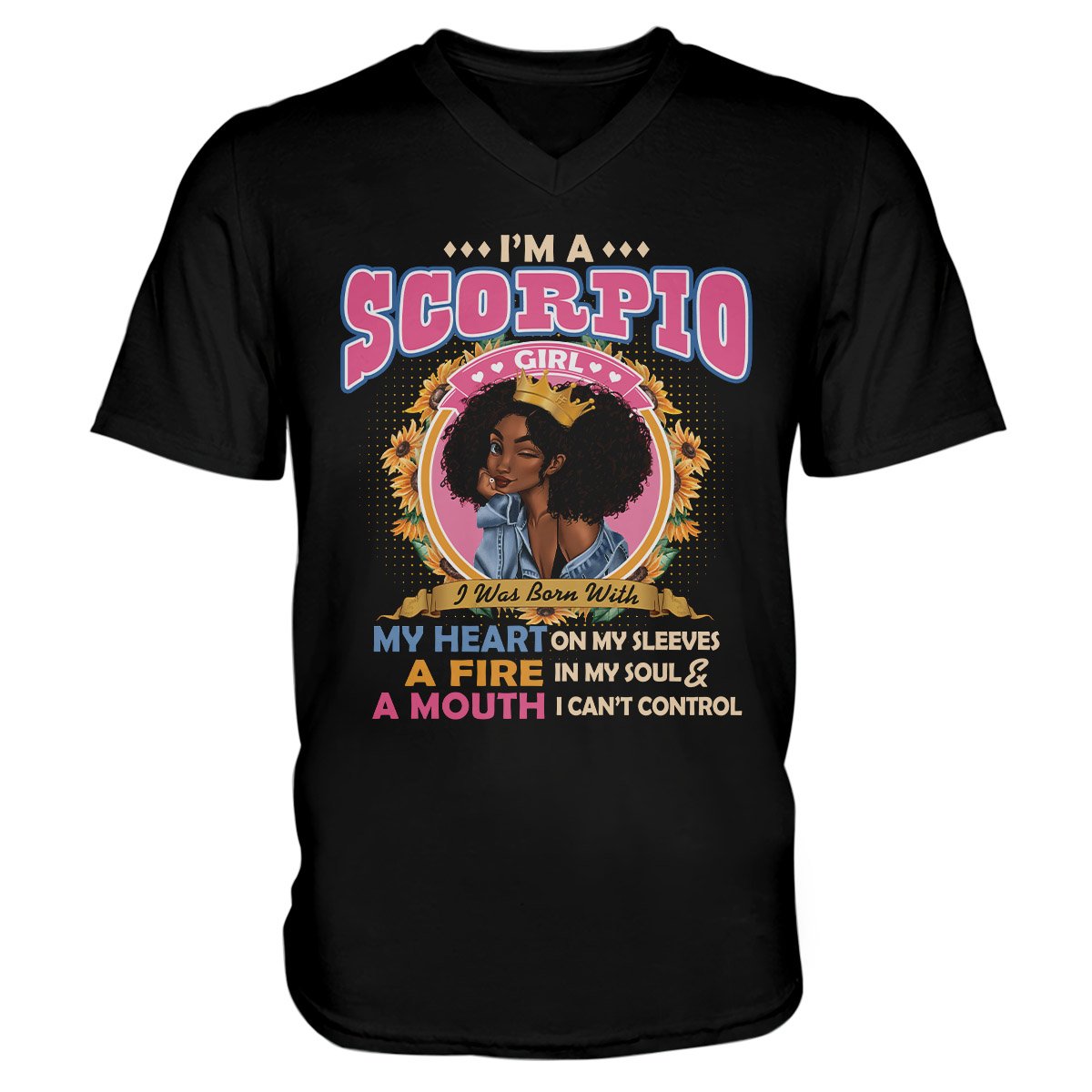 Black Queen Im A Scorpio Girl Ez13 1609 Men V-Neck T-Shirt