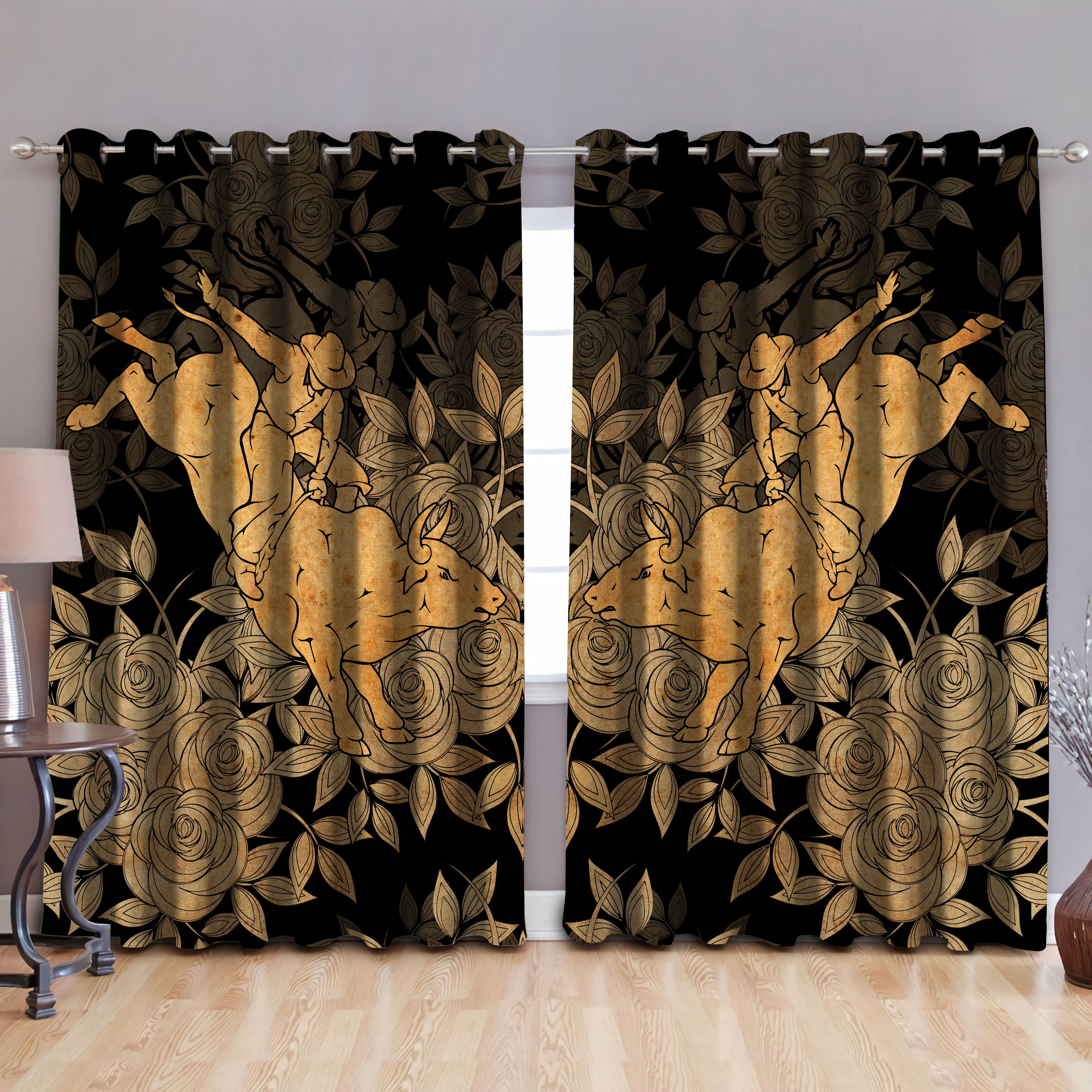 Tmarc Tee Bull Ridding D Design Print Curtain Home Decor Ph