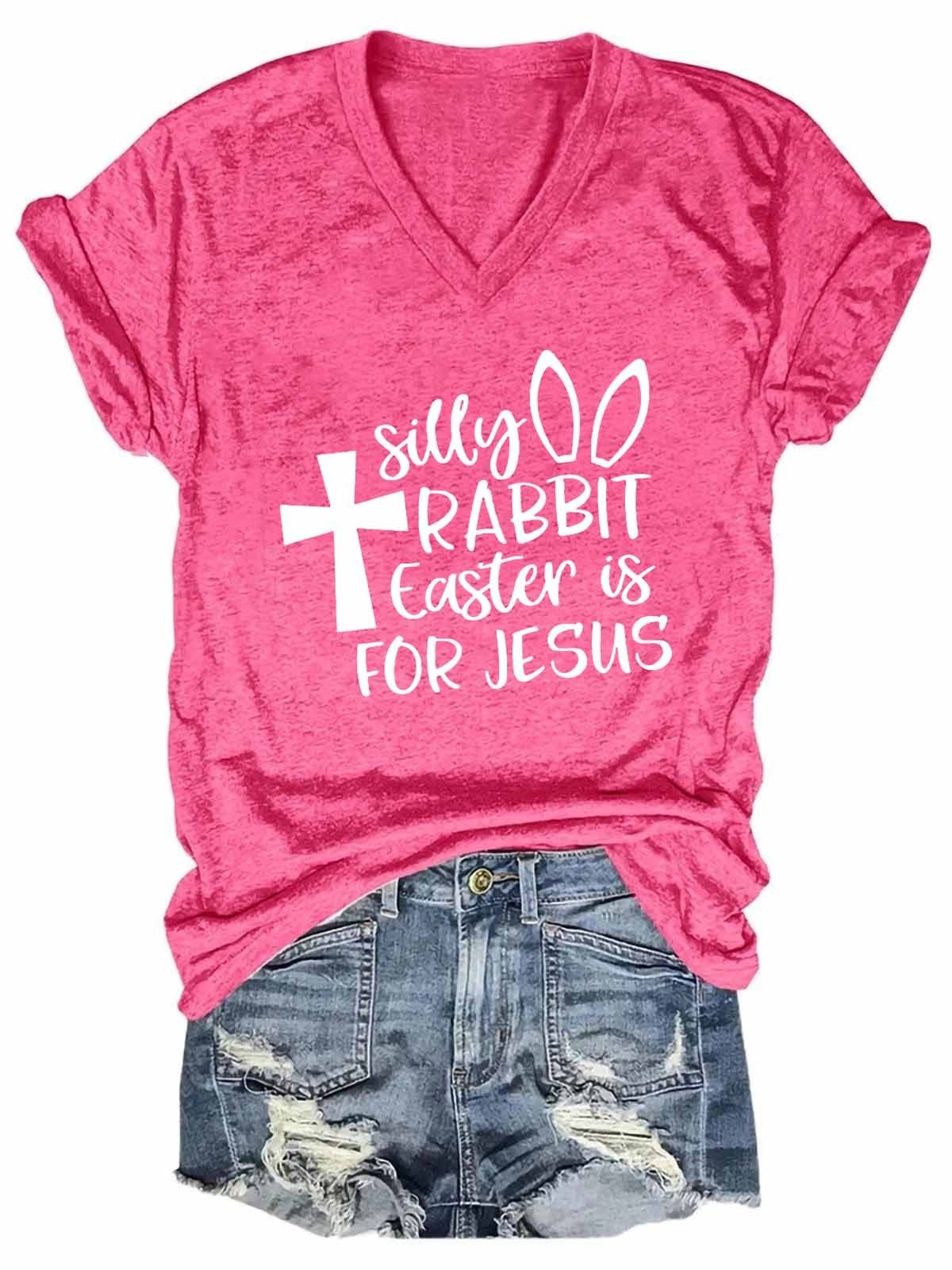 Women’S Silly Rabbit Easter Is For Jesus V-Neck T-Shirt