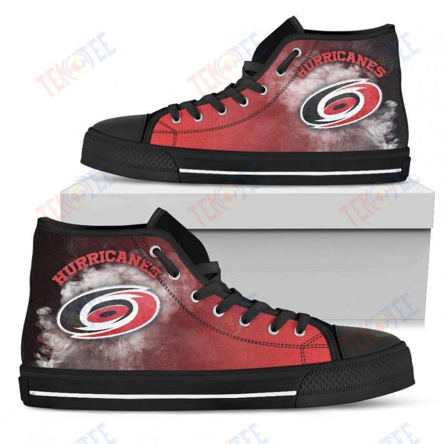 Mens Womens Carolina Hurricanes High Top Shoes White Smoke Vintageshoes TMT375