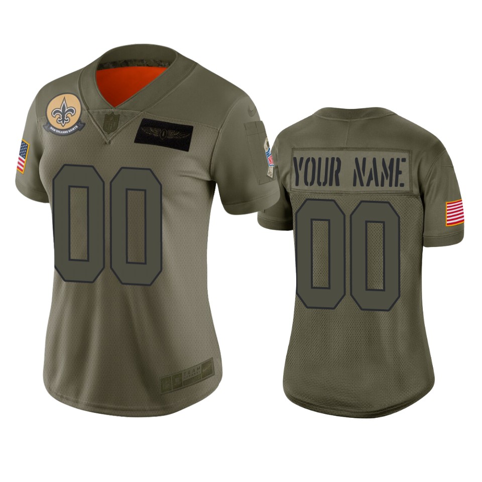 Womens New Orleans Saints Custom Camo 2019 Salute To Service Limited Jersey