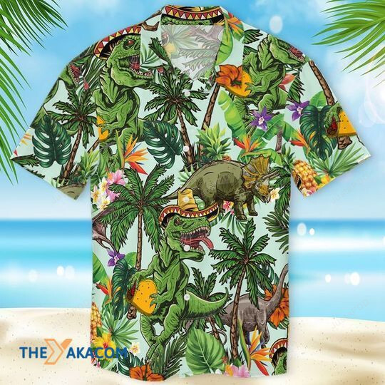 Taco T-Rex Graphic Funny Beach Summer Gift Ideas Hawaiian Shirt