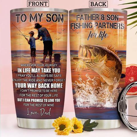 To My Son Fishing Stainless Steel Tumbler, Personalized Tumblers, Tumbler Cups, Custom Tumblers