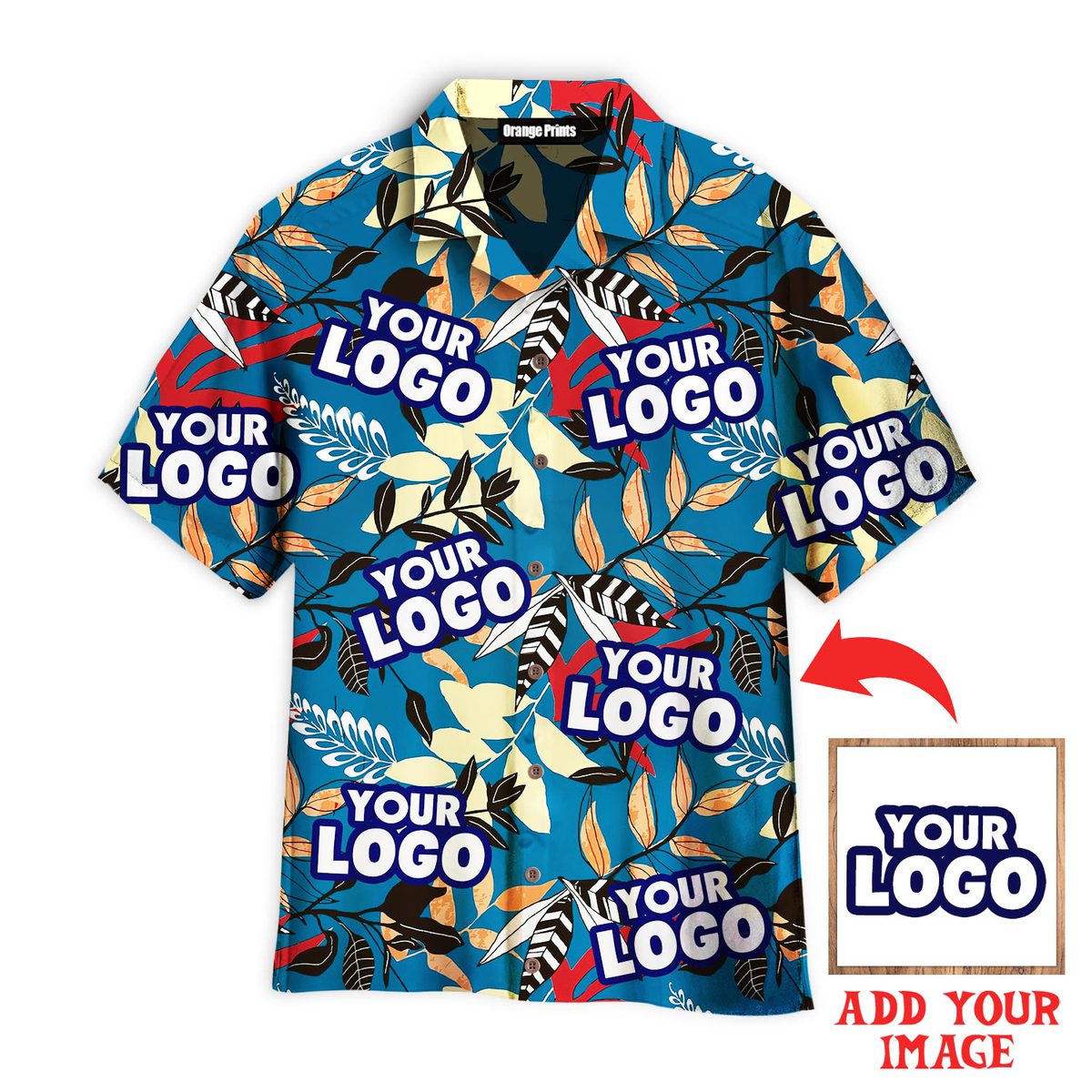 Your Logo On Colorful Leaves Pattern Custom Hawaiian Shirt | For Men & Women | Hwp1192