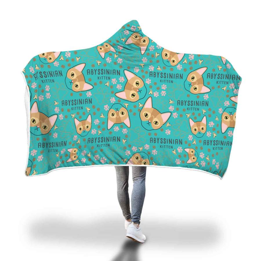 Abyssinian Kittens Hooded Blanket