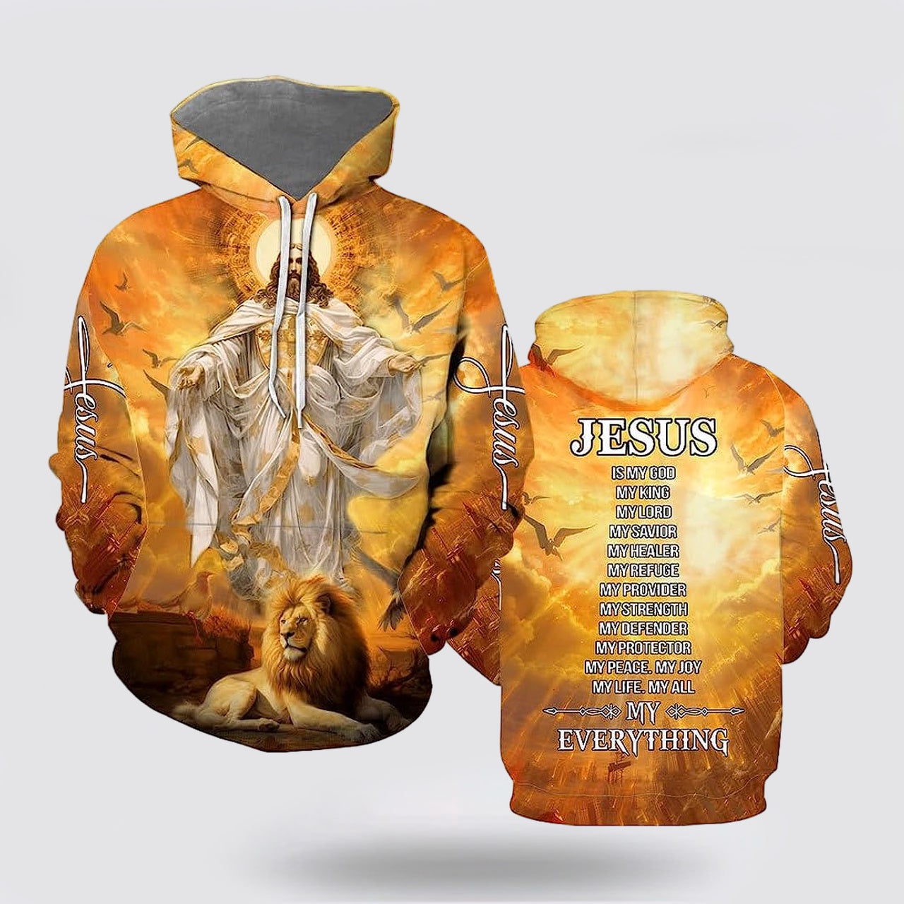Jesus Is My God My King My Lord Lion 3D Hoodies For Women Men  Christian Apparel Hoodies