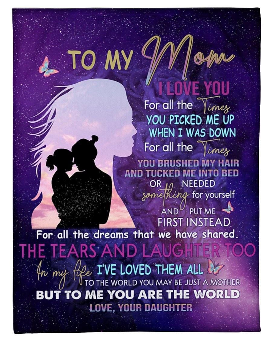 [Personalized Name] Mom You Are The World To Me Galaxy Fleece Blanket, Sherpa Blanket, Gift For Family Member, Friends Gift, Christmas Gift, Home Decor, Home Living