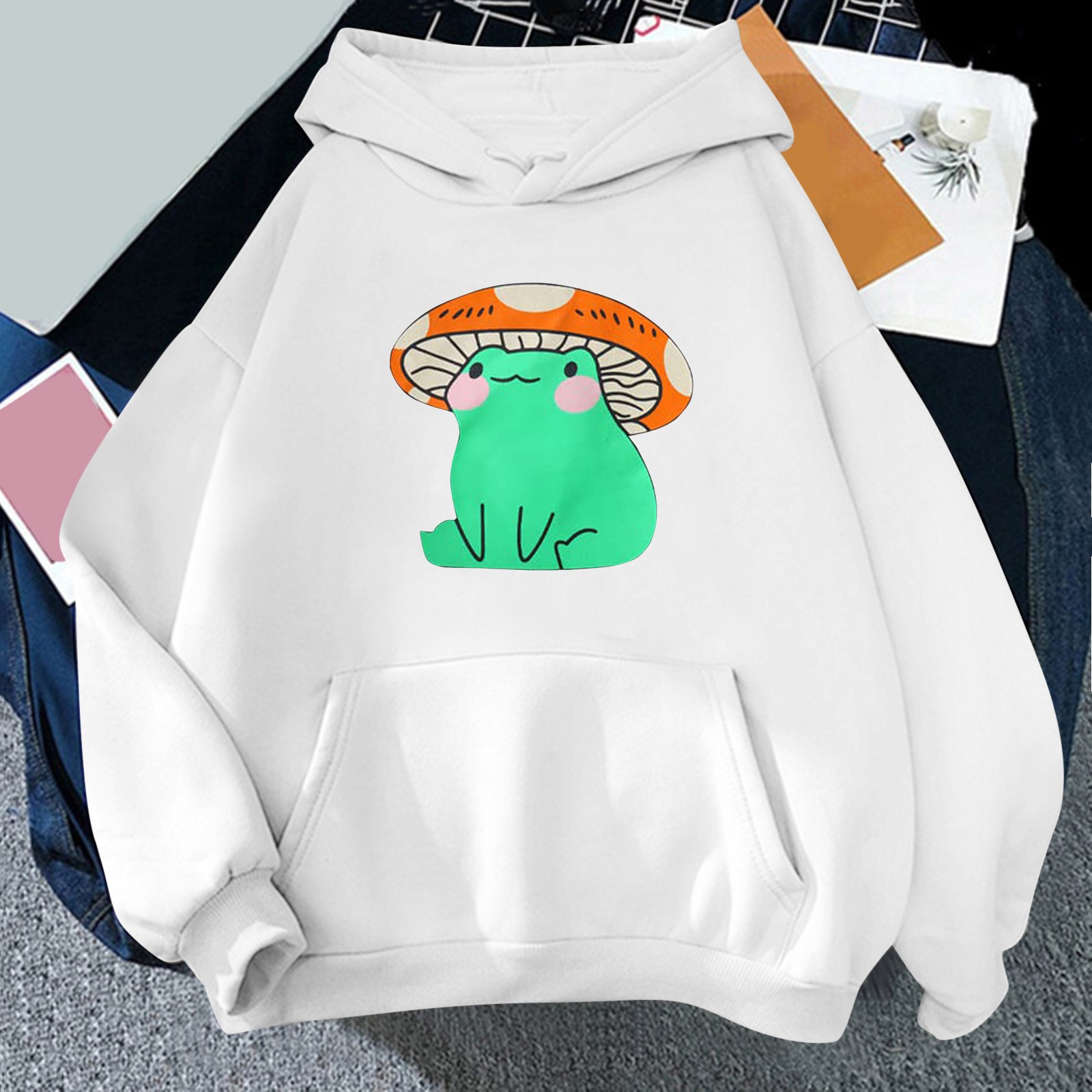 Sweat Hoodies Women Workout Womens Cute Frog Print Sweatshirt Sweatshirt For Teen Girl Hoodie alx