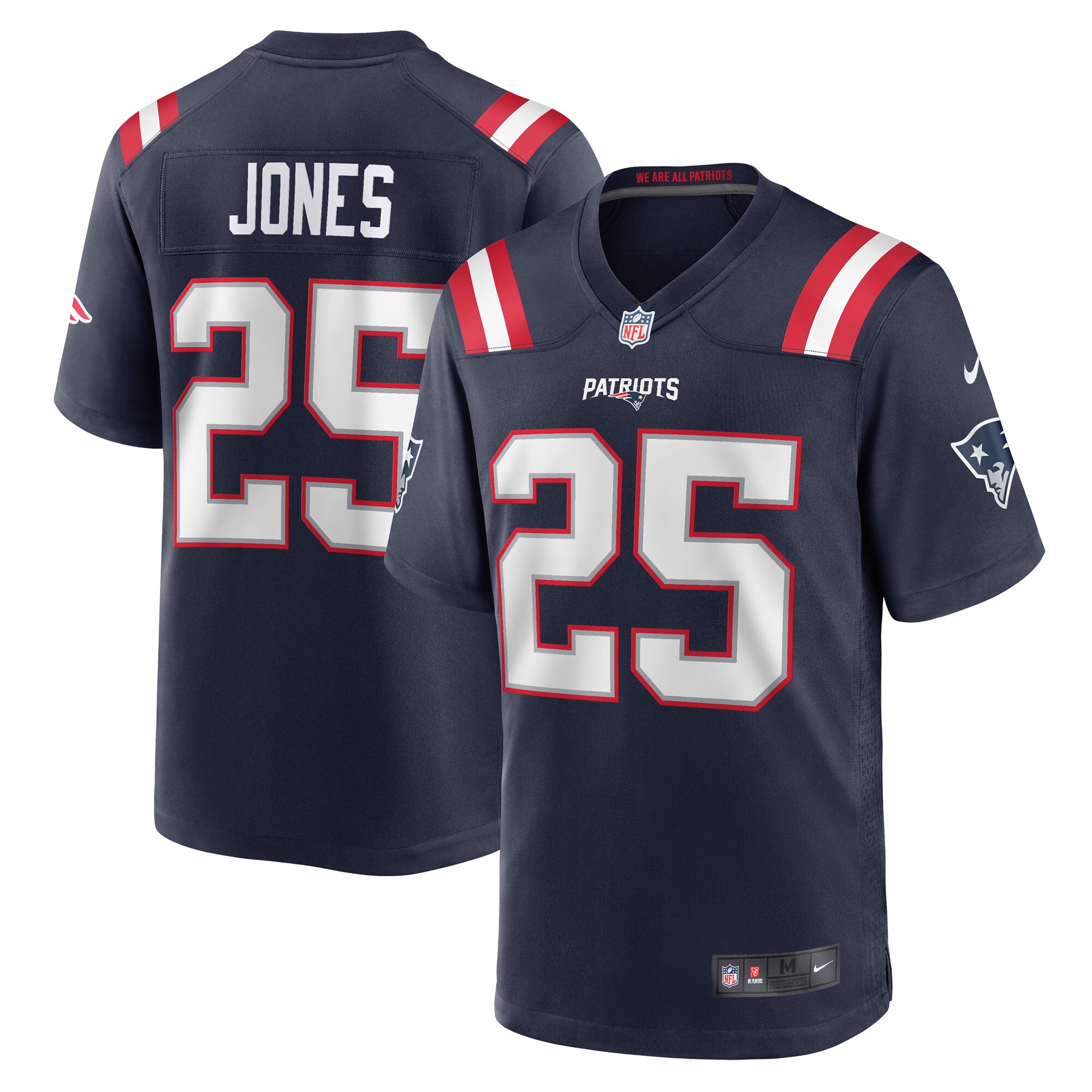 Men’s New England Patriots Marcus Jones Navy Game Player Jersey