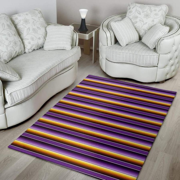 Yellow And Purple Mexican Baja Area Rug