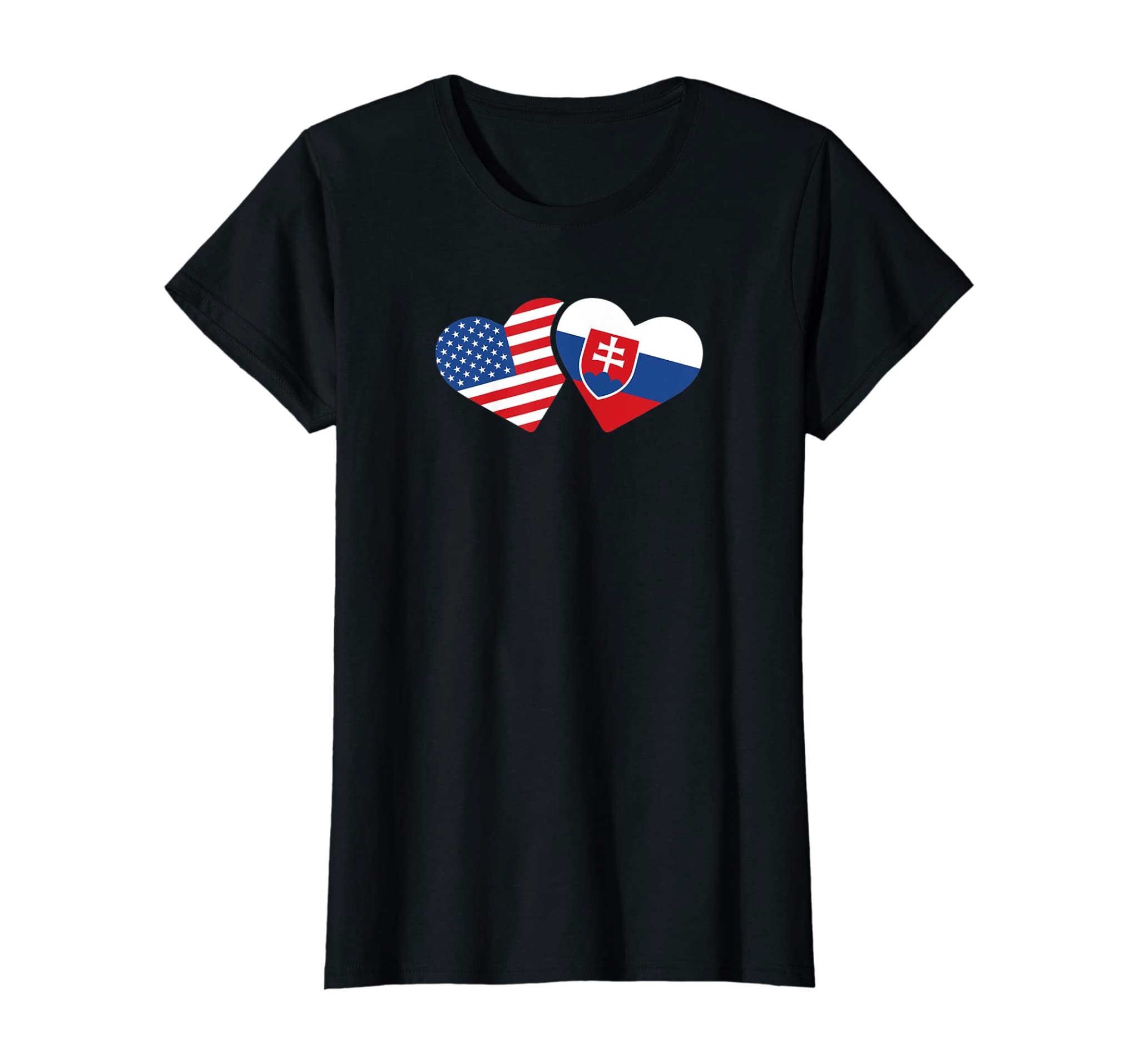 Womens Slovakia USA Flag T Shirt Heart Slovak Americans Love Cute T-Shirt