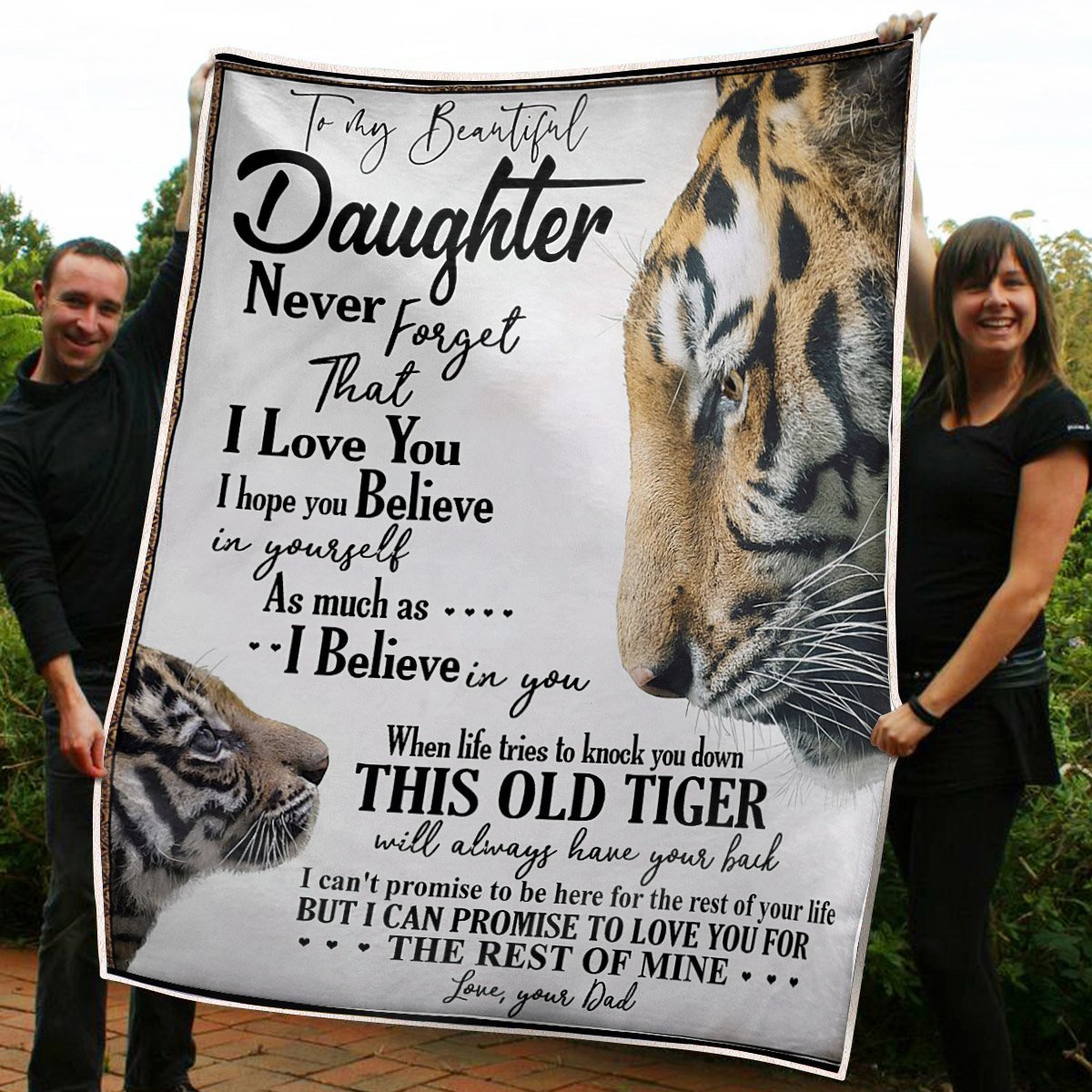 To My Daughter Tigers Always Have Your Back Gift From Dad Fleece Blanket – Quilt Blanket