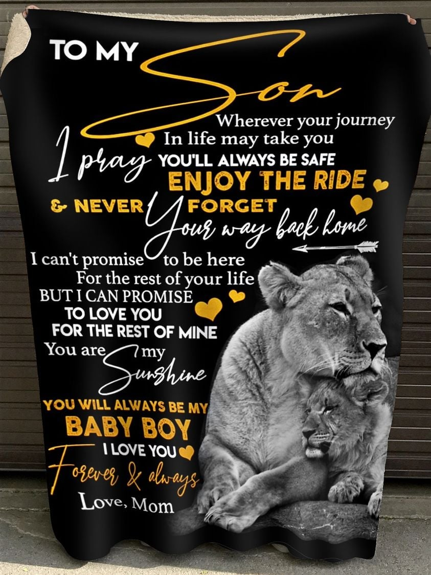 To My Son Quotes Lion Family 3D Printed Blanket