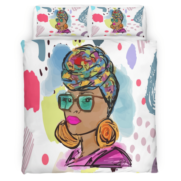 African American Black Woman Headwrap Africa All Over Print 3D Bedding Set