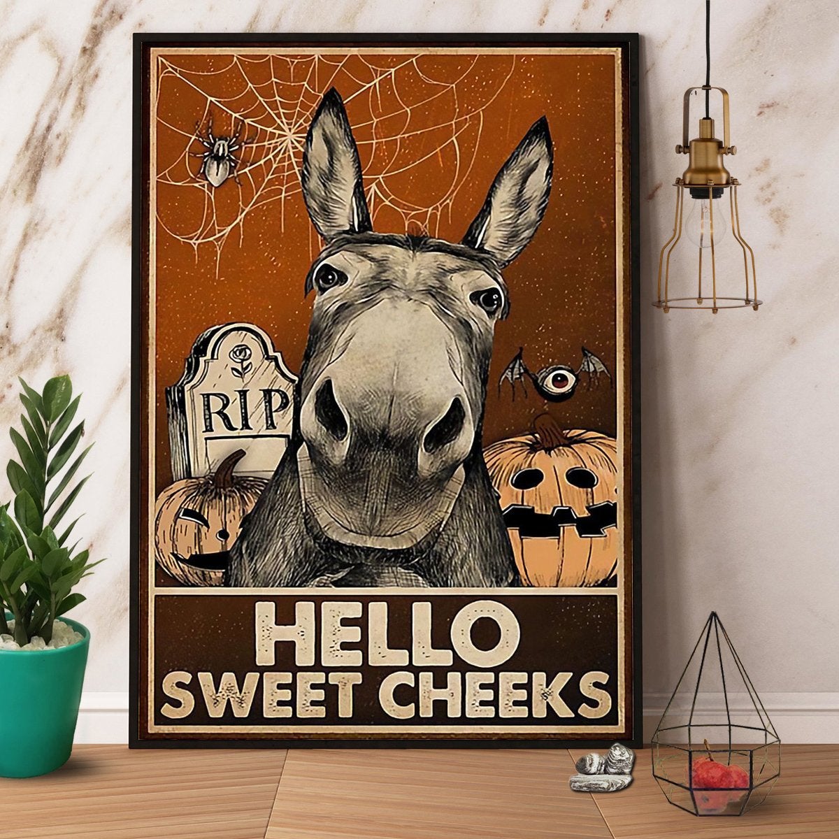 Donkey Hello Sweet Cheeks Vintage Halloween Canvas And Poster, Canvas Prints, My Poster Wall, Canvas Wall Art, Wall Decor Visual Art, Halloween Gift, Happy Halloween