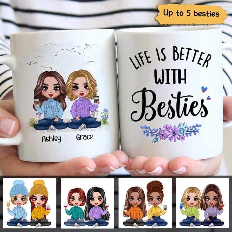 Life Is Better With Sisters Doll Purple Blue Personalized Mug