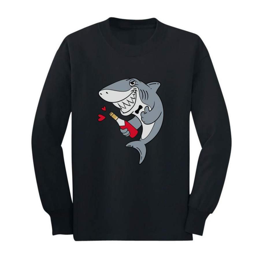 Valentine’s Day Romantic Shark Doo Doo Youth Kids Long Sleeve T-Shirt