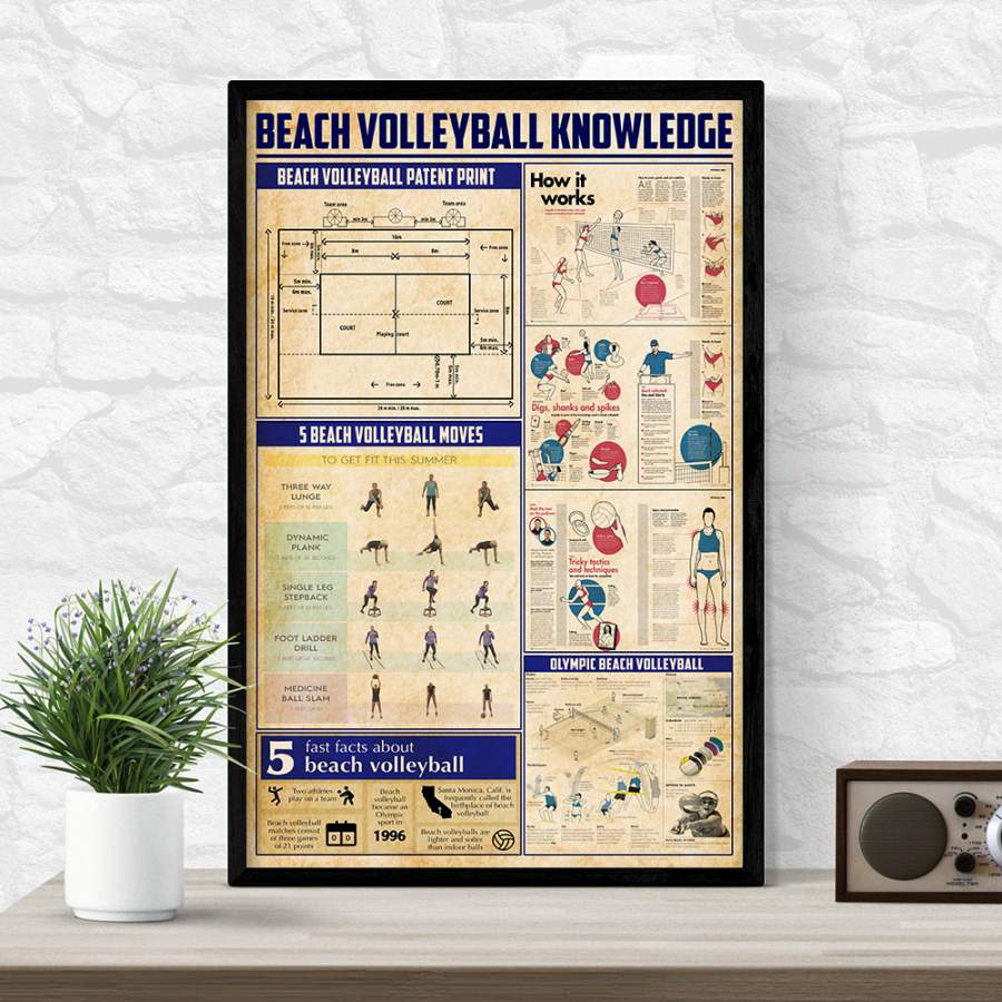 Wozoro Unframed Poster Beach Volleyball Knowledge Size 11×17, 16×24, 24×36 inch