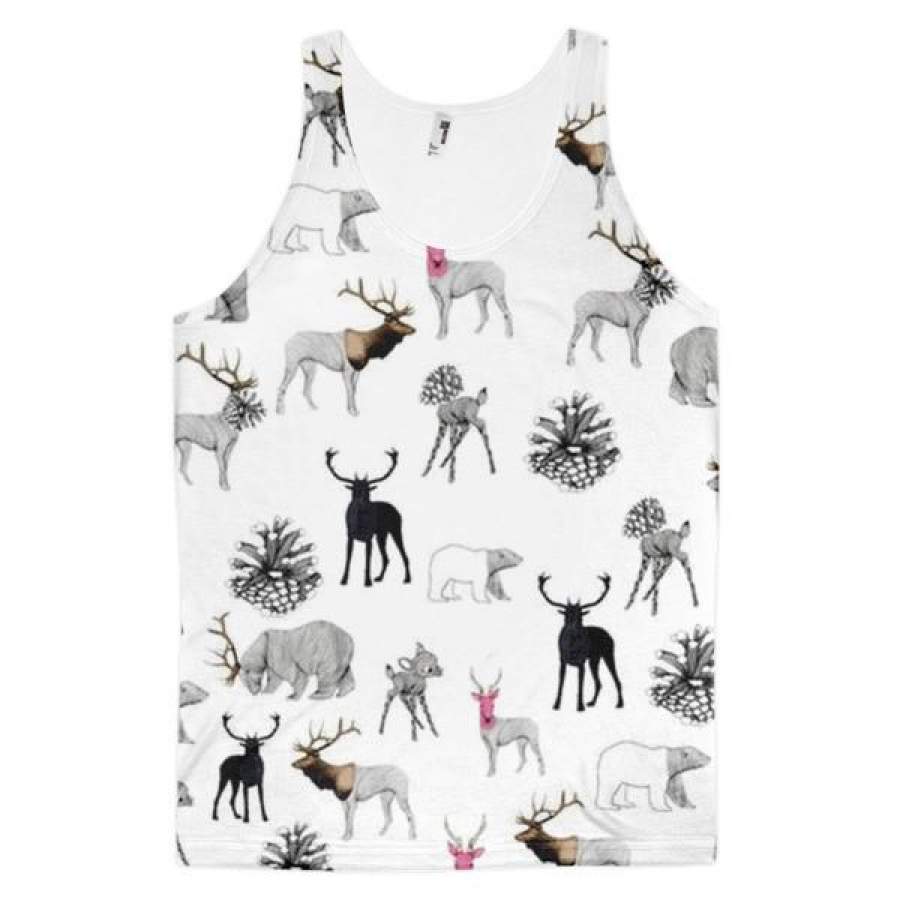 Animal Planet Animals Collage Dye Sublimation All Over Print 3D Full Print Cotton Polyester Unisex Novelty White Tank Top