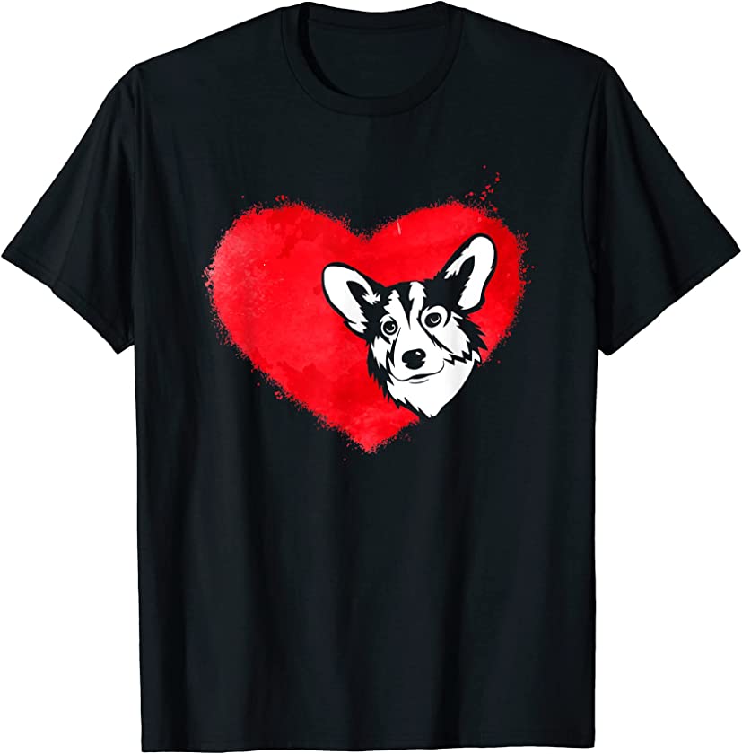 Cute Hearts Corgi Dog Puppy Lover Valentines Day T-Shirt