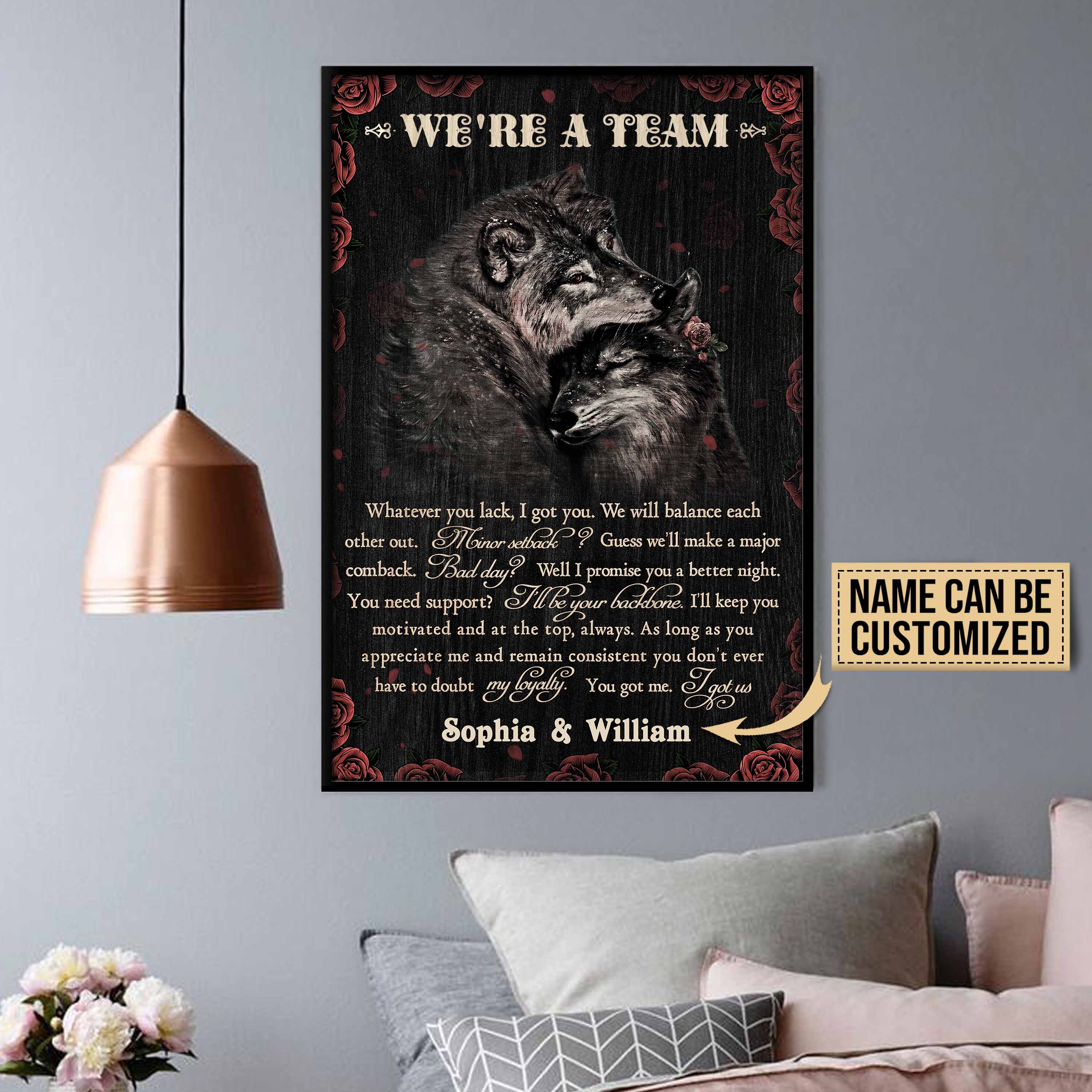 Aeticon Gifts Personalized Wolf Rose We Are A Team Canvas Mom Dad Gift Home Decor