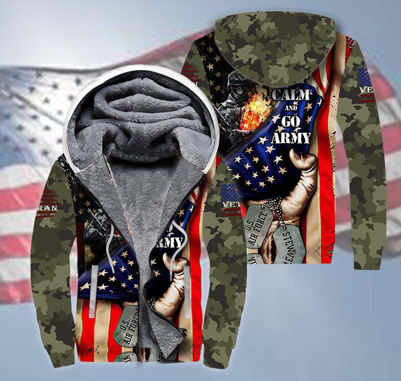 Proud To Be An Us Army Veteran Fleece Zip Hoodie All Over Print | Unisex | Adult | Ft1228