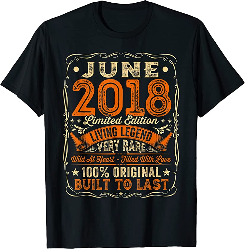 3 Years Old Vintage June 2018 Distressed 3rd Birthday T-Shirt