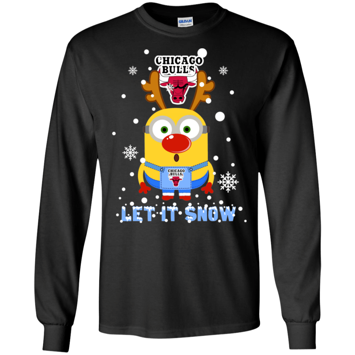 Buy Minion Chicago Bulls Ugly Christmas Sweaters Let It Snow Ls Cotton T-Shirt