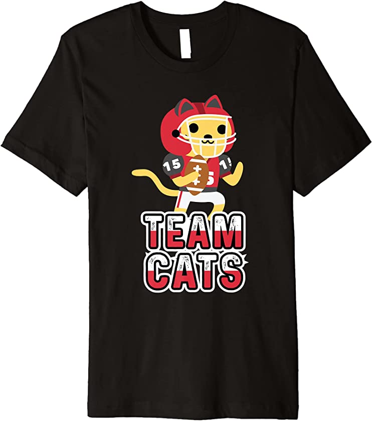 Team Cats 06 Animal Sports Cute Sporty Cats Football Lover Premium T-Shirt