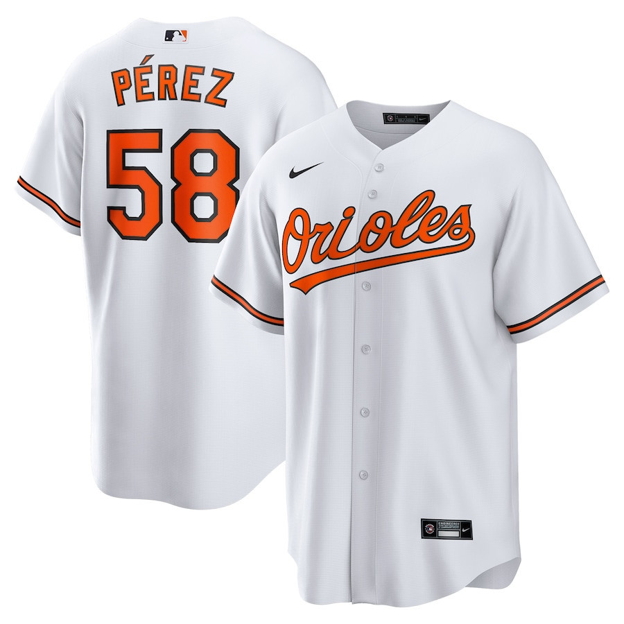 Cionel Perez 58 Baltimore Orioles Home Men Jersey – White