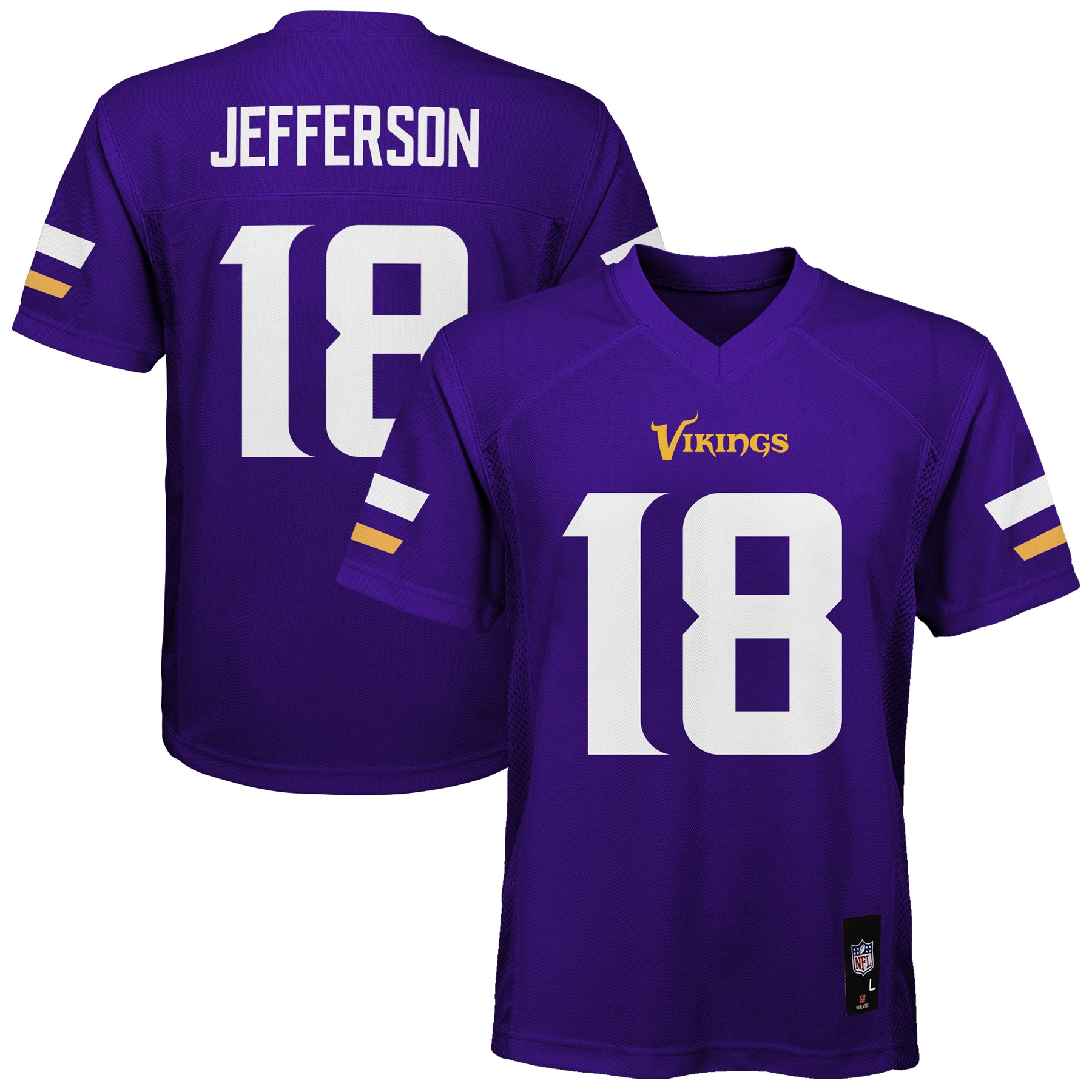 Youth Minnesota Vikings Justin Jefferson Purple Game Jersey 3