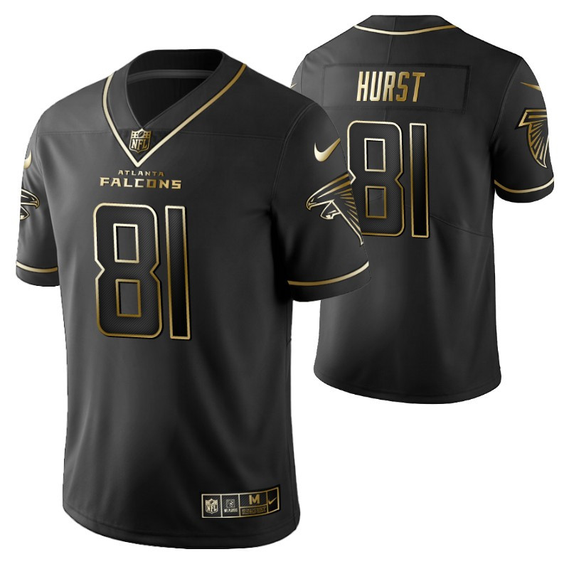 Atlanta Falcons Hayden Hurst 81 2021 NFL Golden Brandedition Black Jersey Gift For Falcons Fans