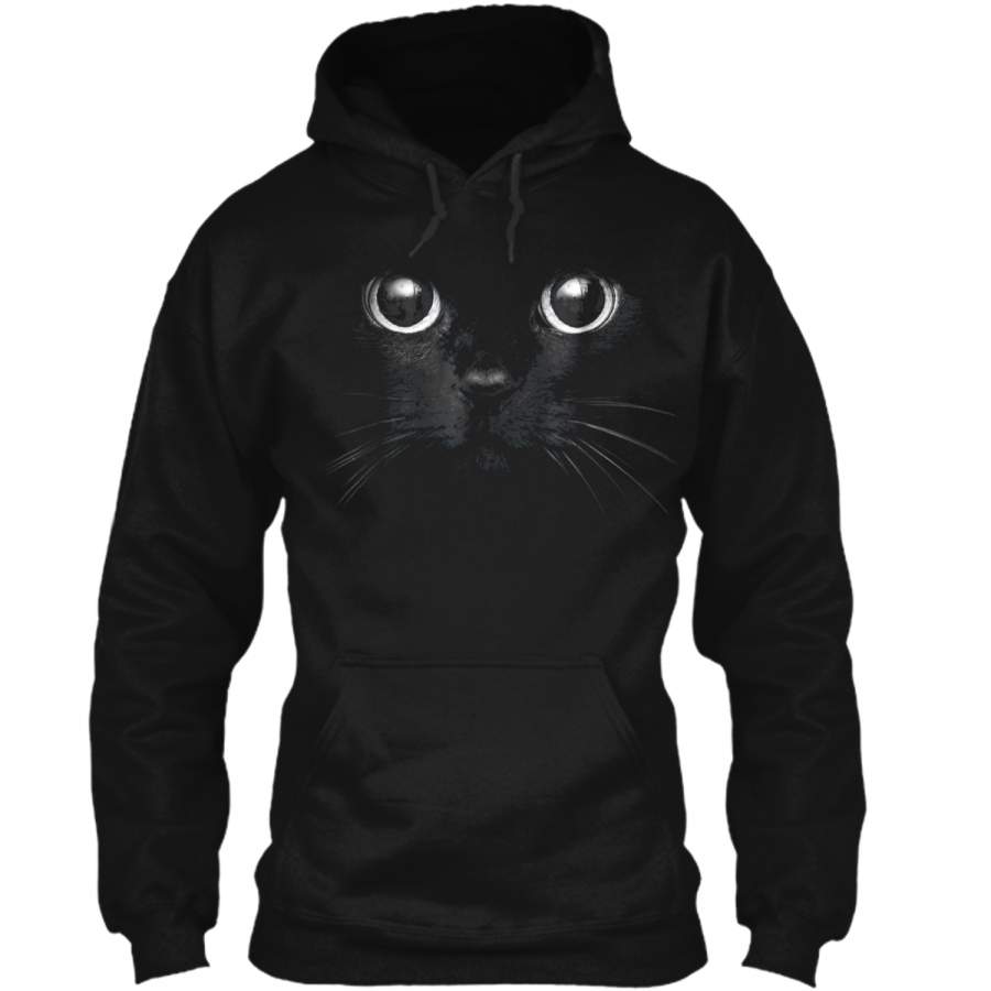 Black Cat Face Graphic  Christmas Gift For Cat Lovers Pullover Hoodie   Christmas Gift Ideas