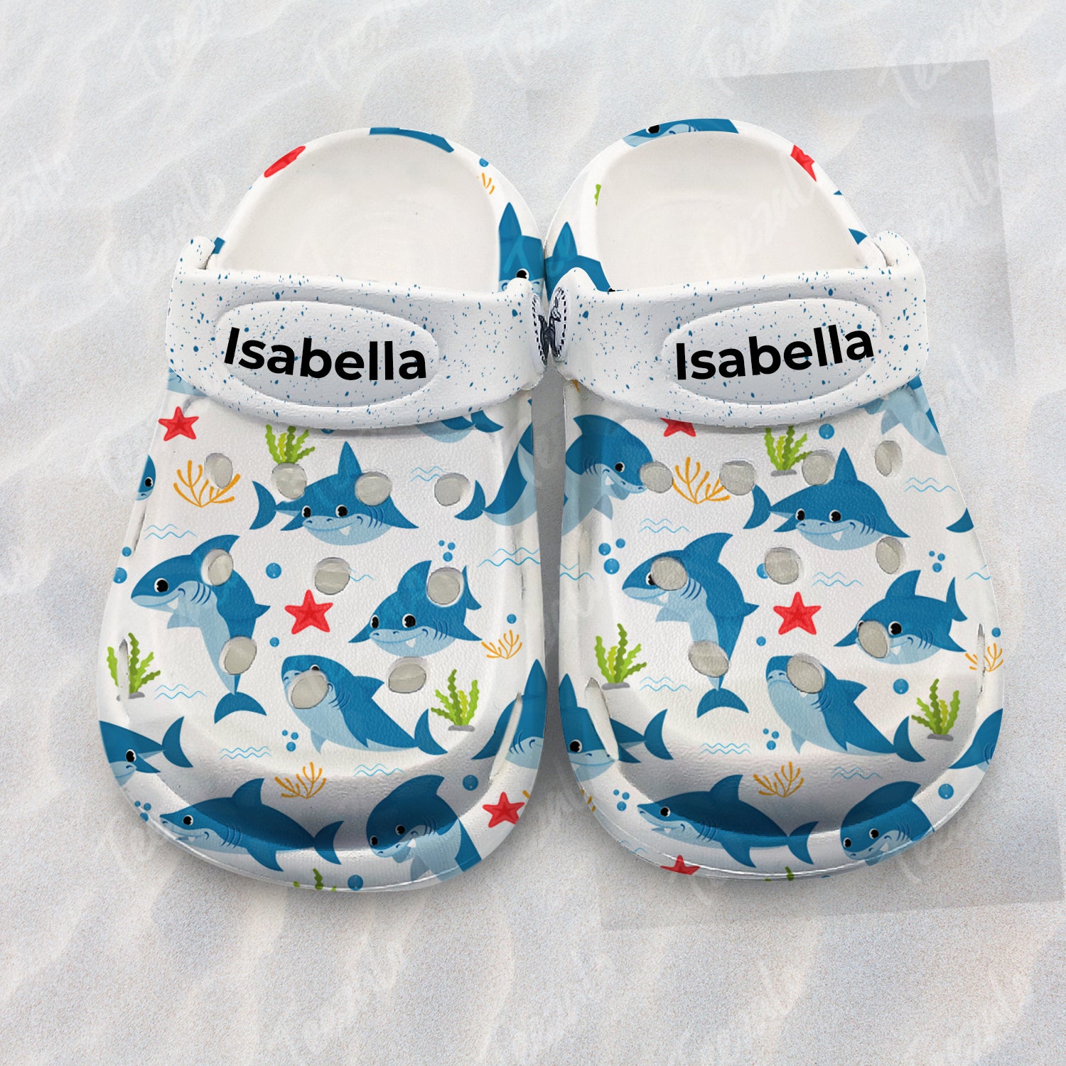 Shark Personalized Kids Clogs Shoes And Symbols Of Beach