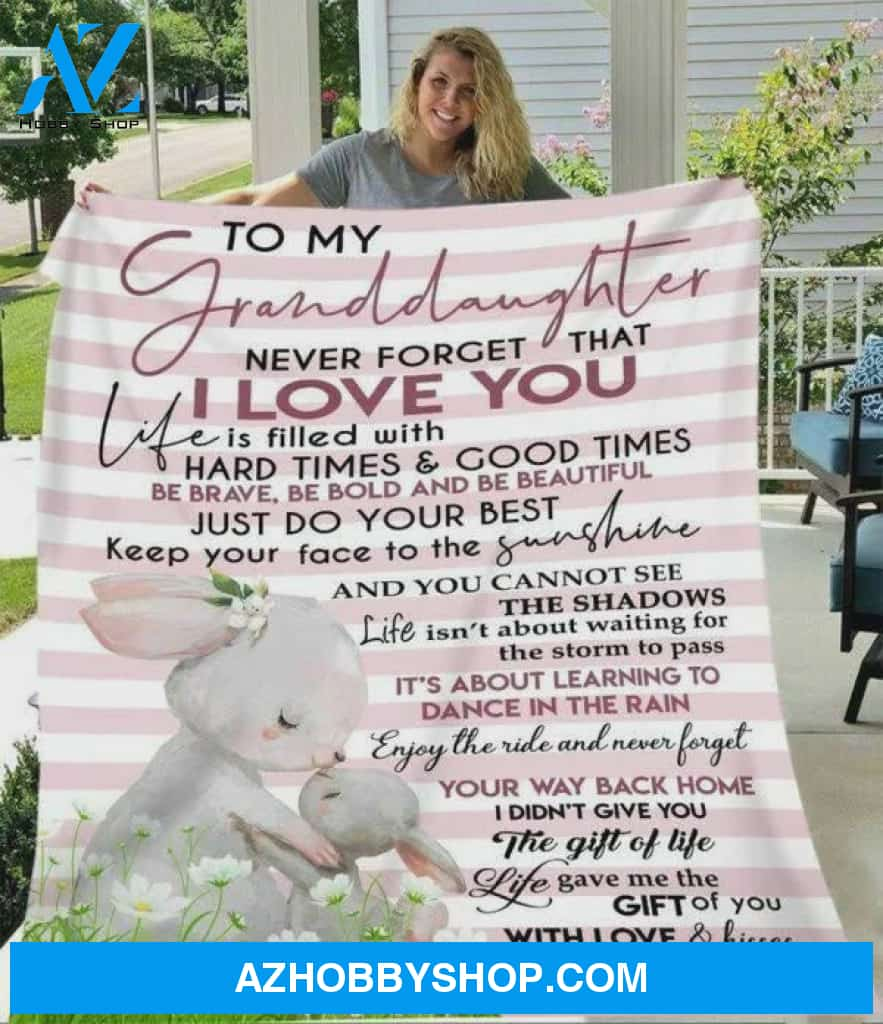 To My Granddaughter Rabbits Fleece Blanket From Grandma Never Forget That I Lover You