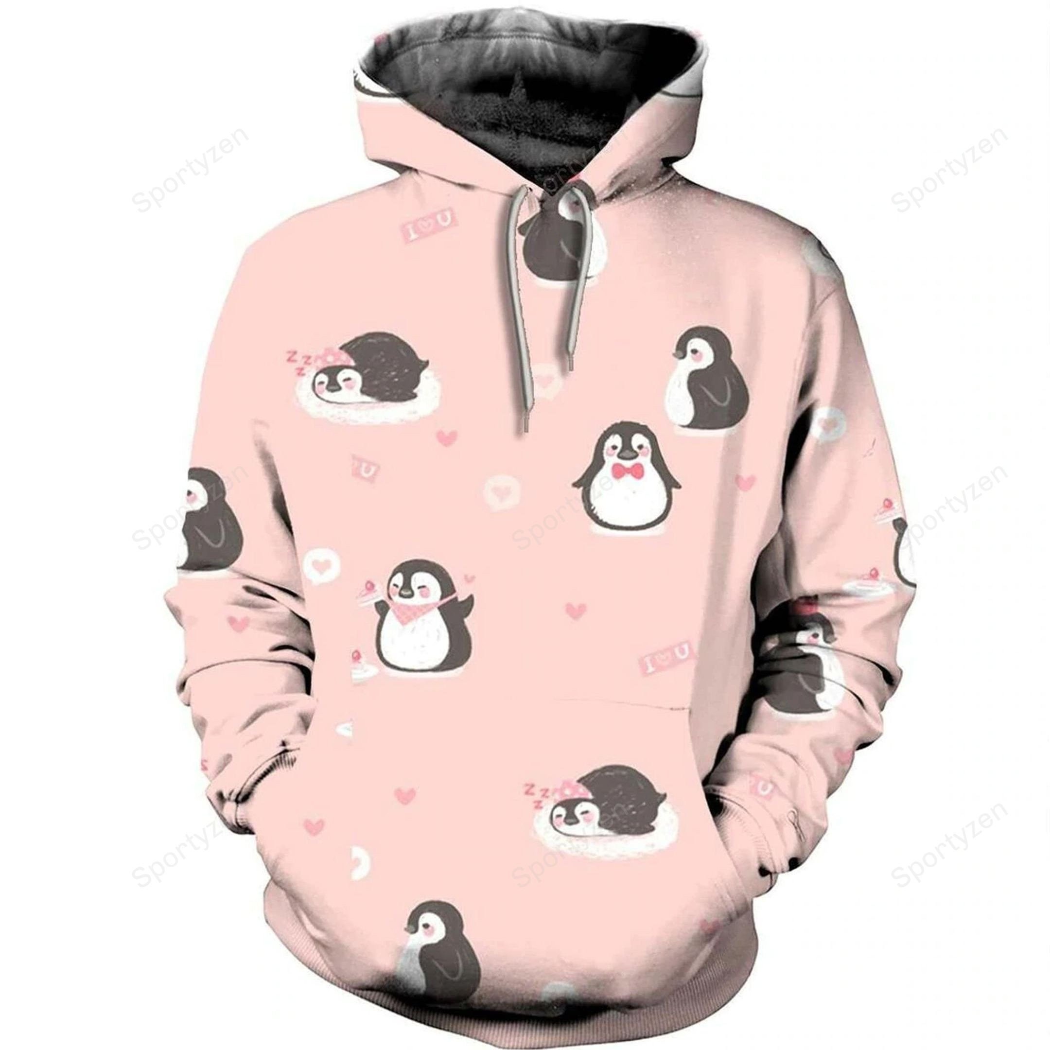 Pink Penguin Hoodie 3D Gifts For Kids