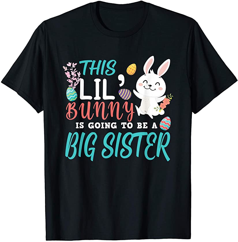 Easter Bunny Big Sister Pregnancy Announcement Cute Girls T-Shirt