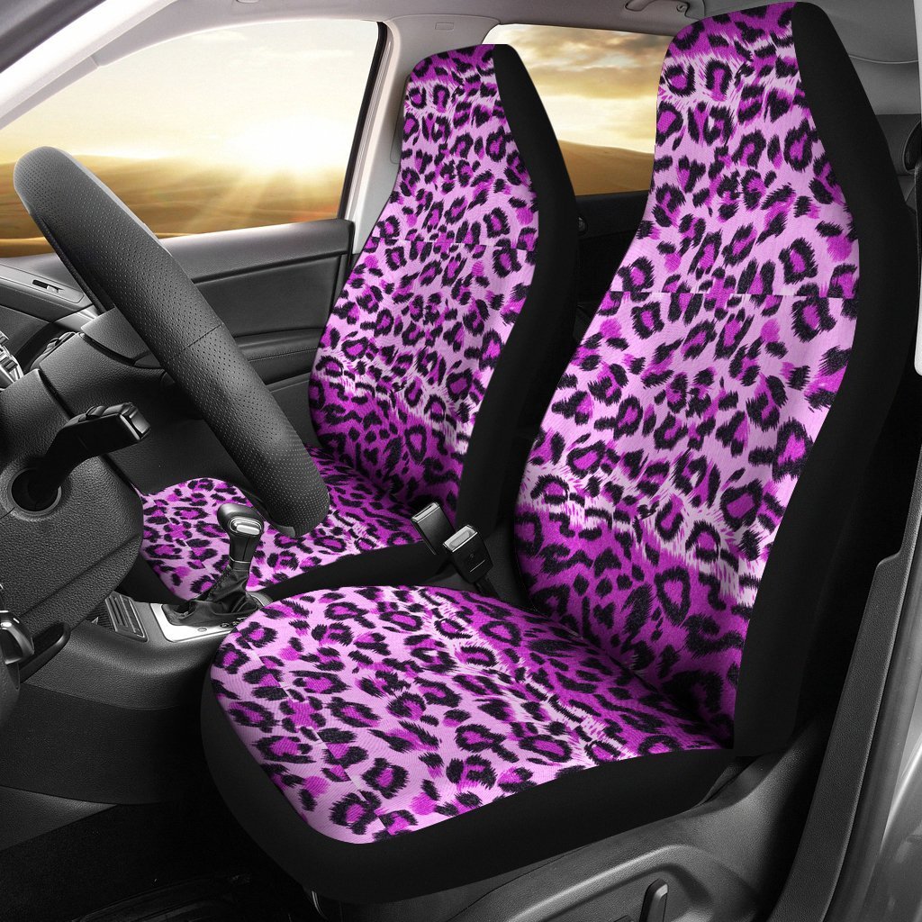 Purple Cheetah Leopard Pattern Print Seat Cover Car Seat Covers Set 2 Pc, Car Accessories Car Mats