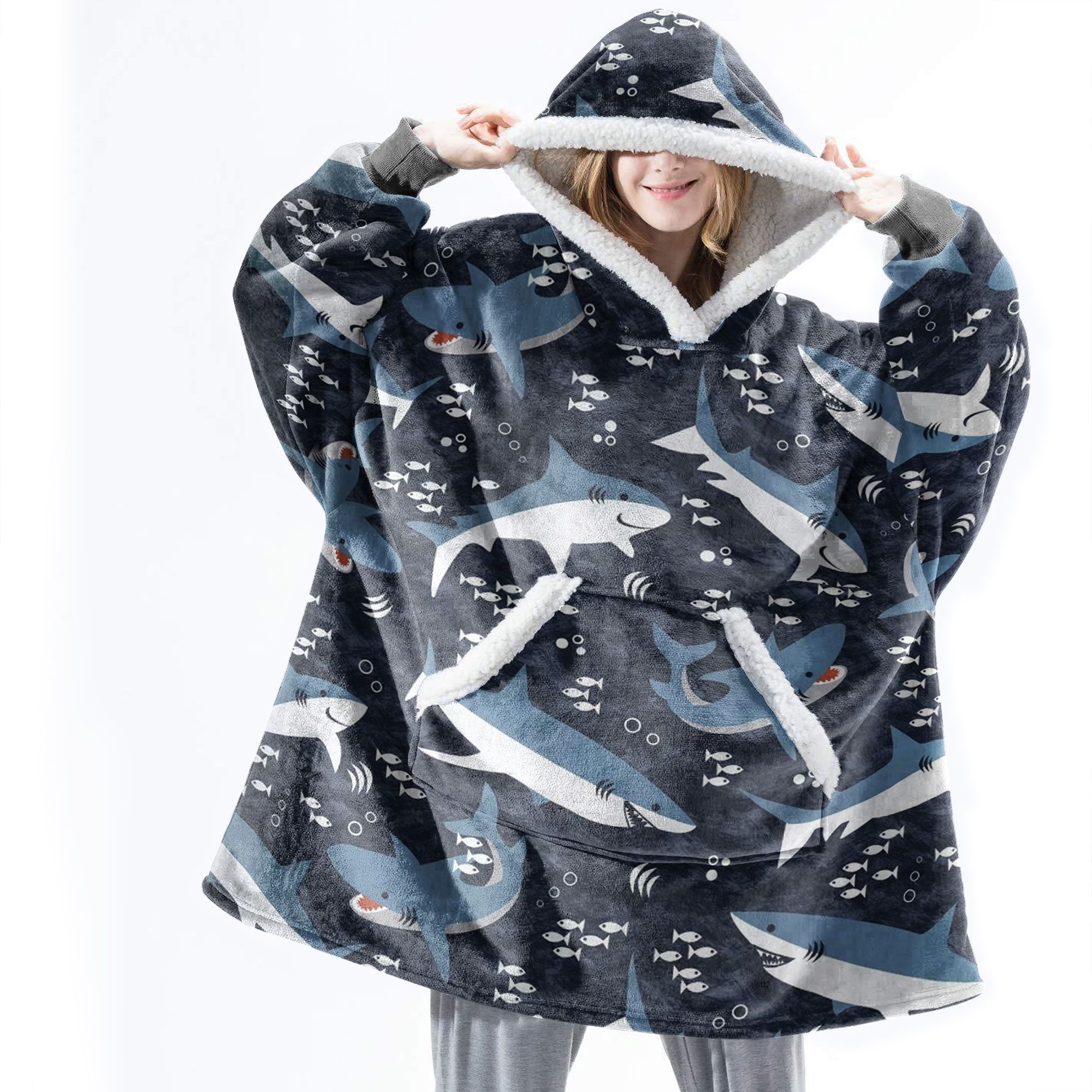 Shark The Fluffy Humongous Hoodie, Sharks In Ocean The Fluffy Humongous Hoodie