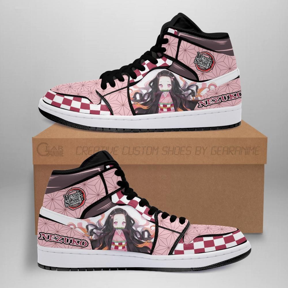 Nezuko Sneaker Boots J1 Costume Demon Slayer Air Jordan Anime Shoes Custom Sneakers - Safecheckoutnow Fashion