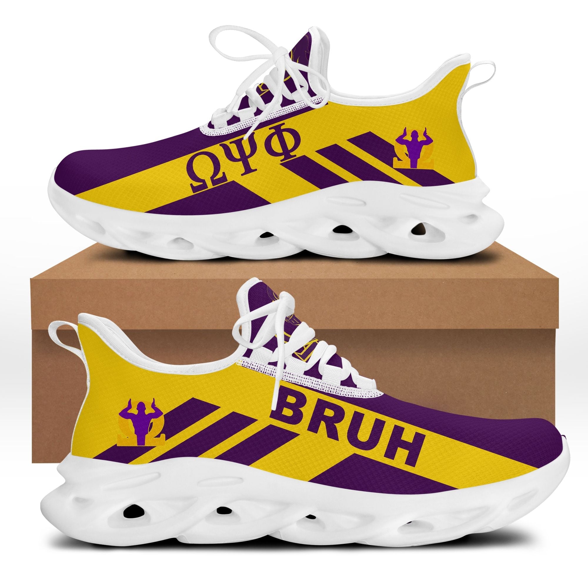 Wonder Print Footwear – Omega Psi Phi Soldier Bruh Stripe Style Clunky Sneakers Lt10