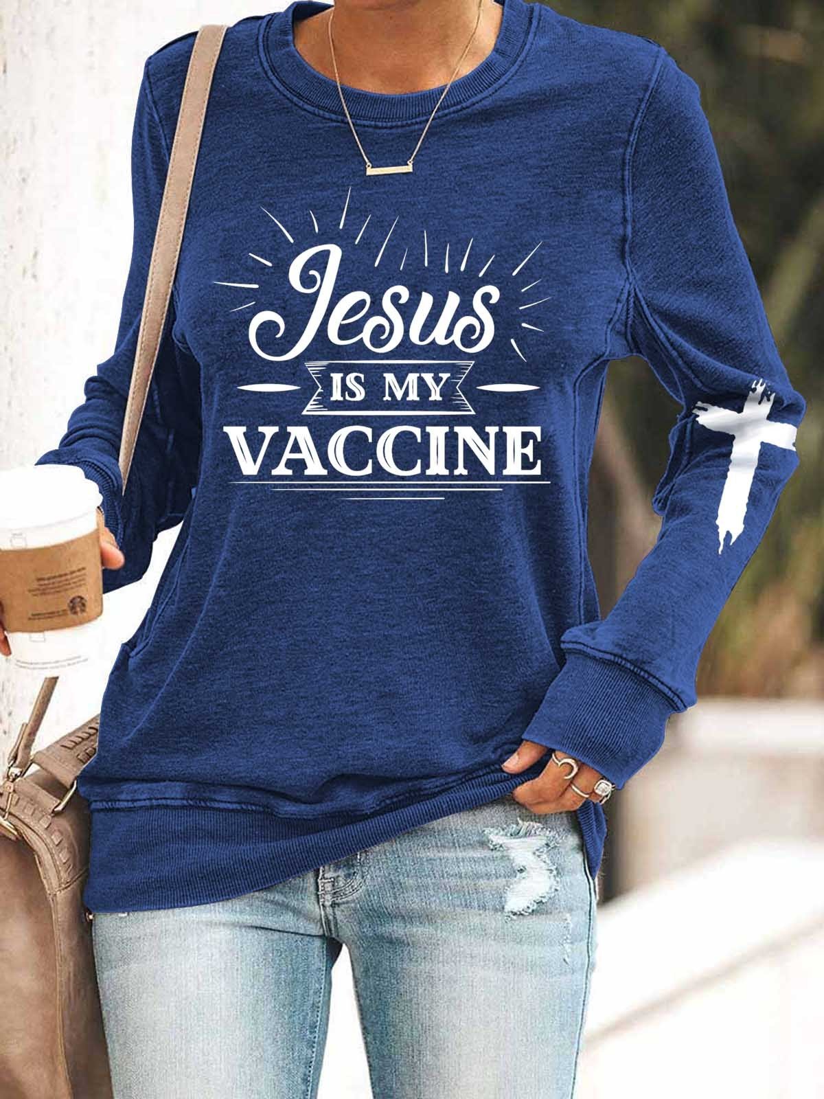 Women Jesus Is My Vaccine Long Sleeve Top