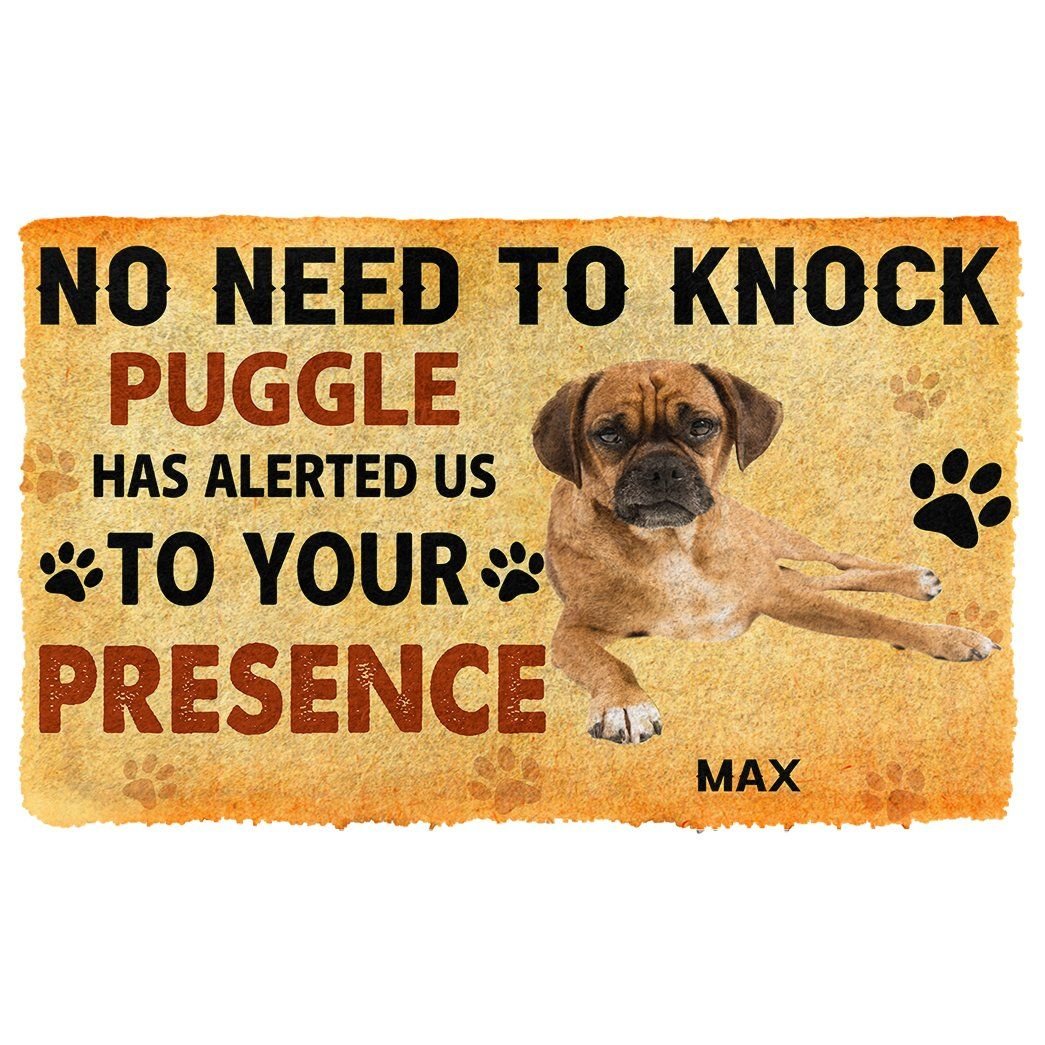 Gearhuman 3D No Need To Knock Puggle Dog Custom Name Doormat