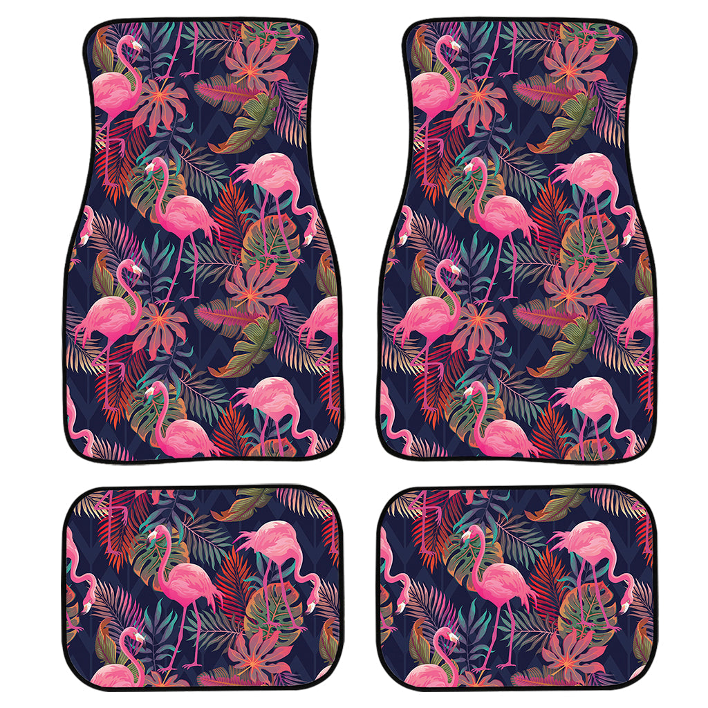 Tropical Flamingo Aloha Pattern Print Front And Back Car Floor Mats, Front Car Mat