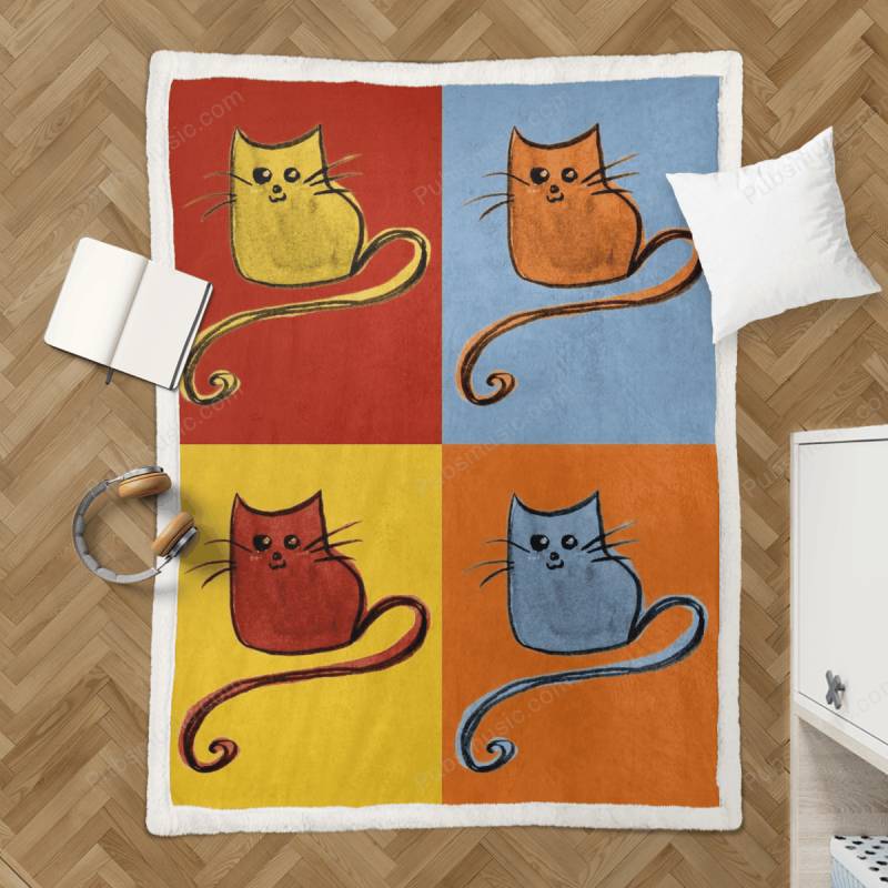 Pop art kitty cat – Animals Sherpa Fleece Blanket