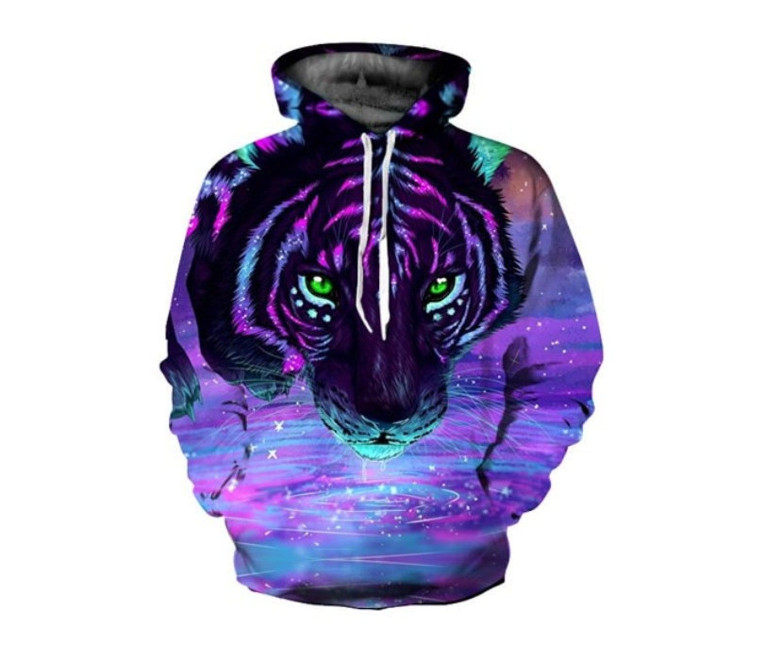 Creative Colorful Wild Tiger 3D All Over Print Hoodie, Zip-Up Hoodie