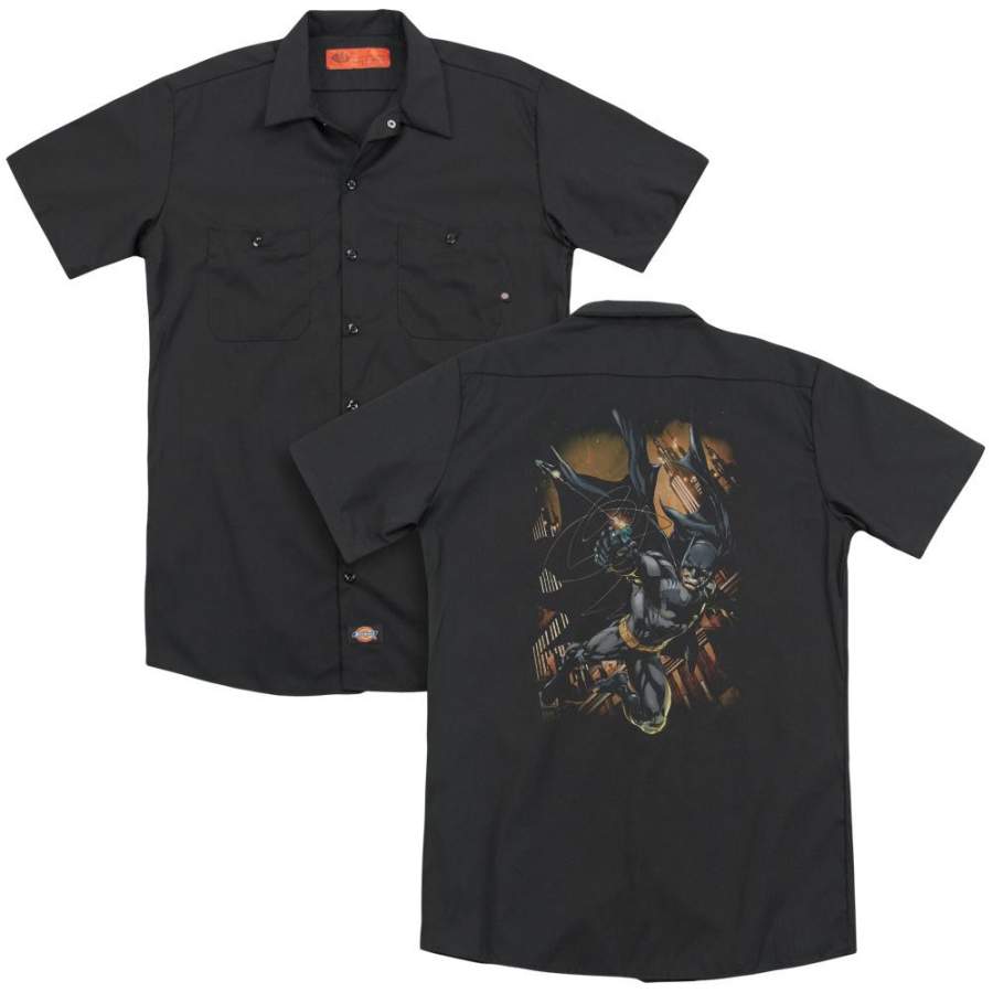 Batman – Grapple Fire(Back Print) Adult Work Shirt