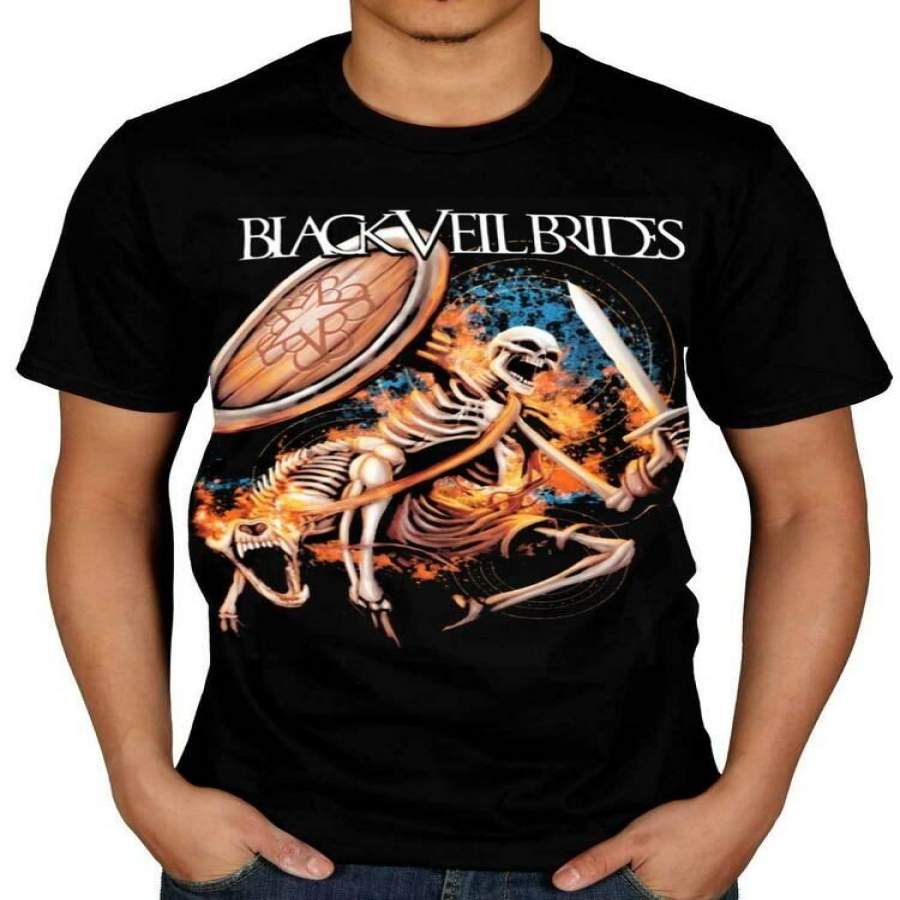 Official Black Veil Brides Skelewarrior T-Shirt Rock Wild Ones Band Skull Merch