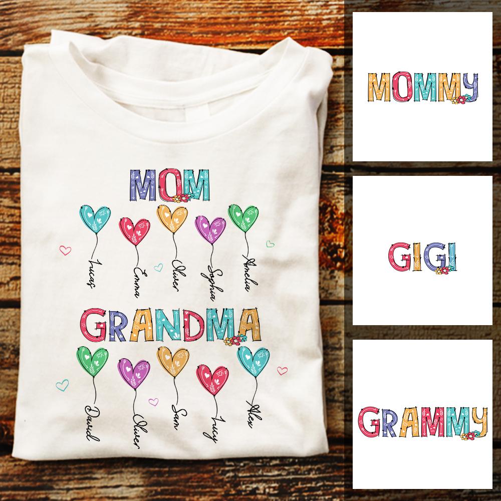 Personalized Mom Grandma Heart T Shirt